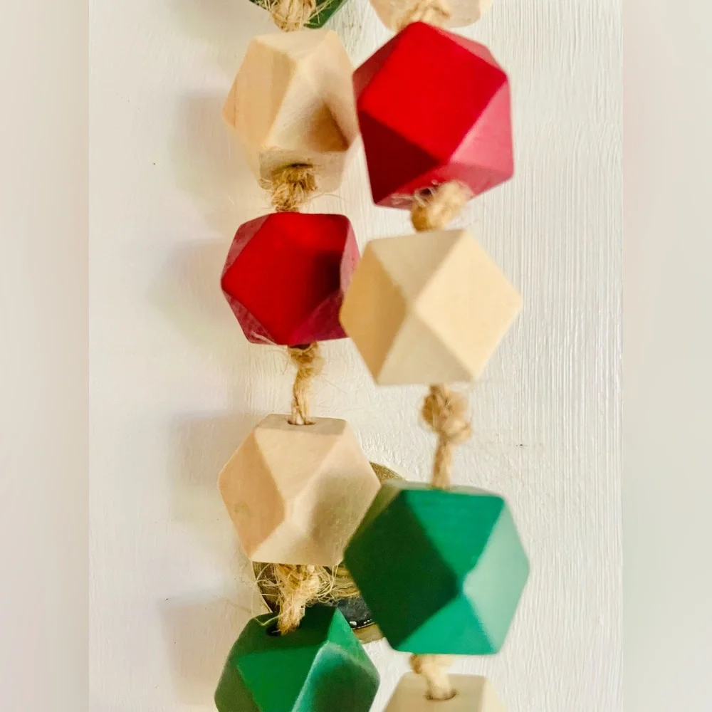 *Holiday Geometric Wood Beaded Garland 40”